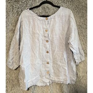 Neon Hart New York Linen Button Back Top Blouse Size 1X